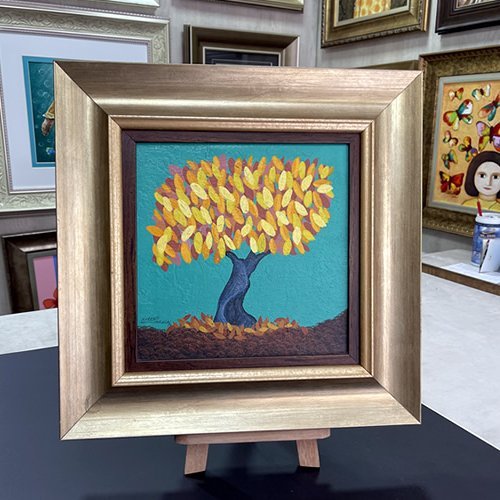 Árbol Otoñal - Pintura con marco dorado
