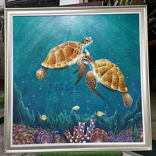 Tortugas Marinas - Pintura marina enmarcada
