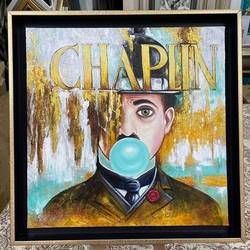 Chaplin - Retrato artístico enmarcado